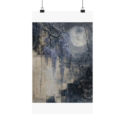 Moonlight Wisteria Wall Art Print - Japandi Seijaku