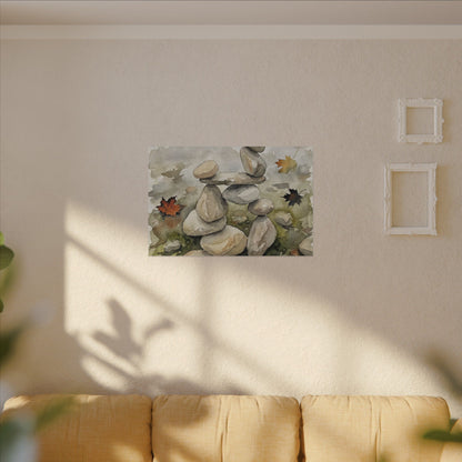 Overcast River Stones Canvas Art - Japandi Fukinsei