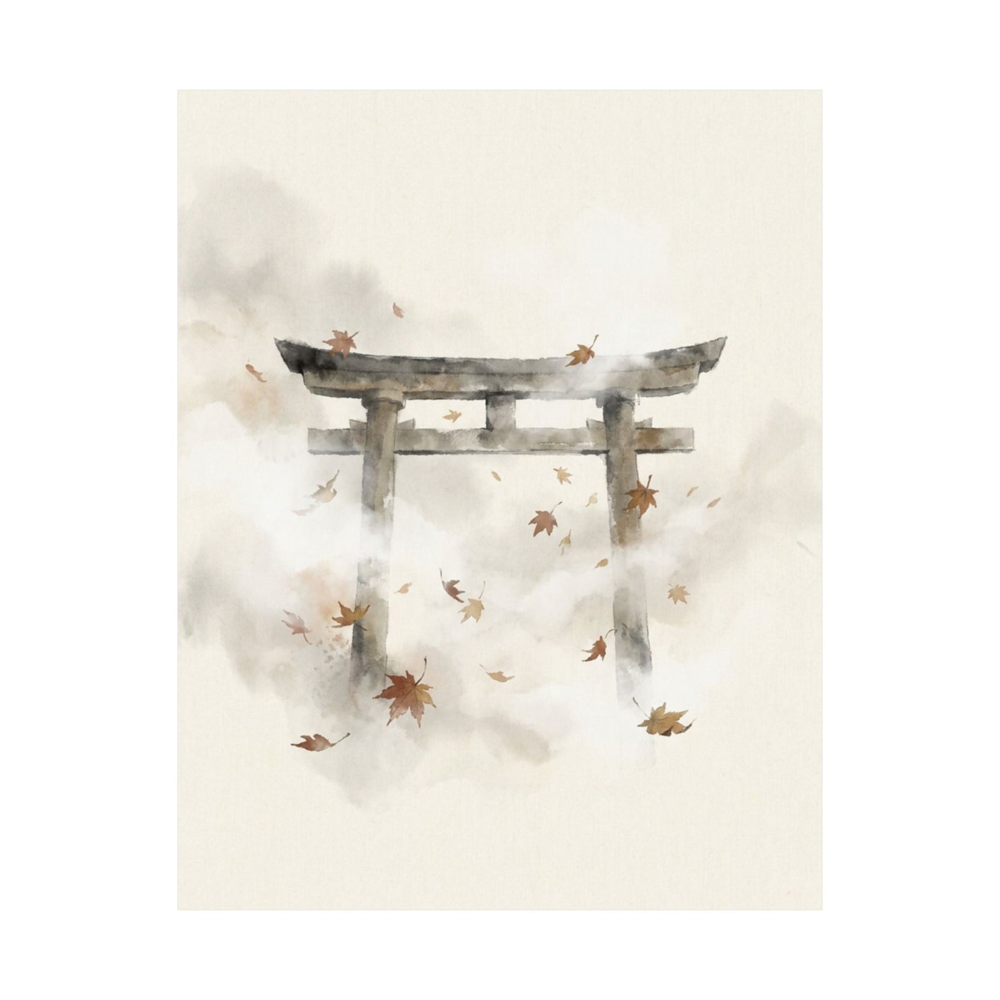 Calm Torii Gate Wall Art Print - Sumi E Zen