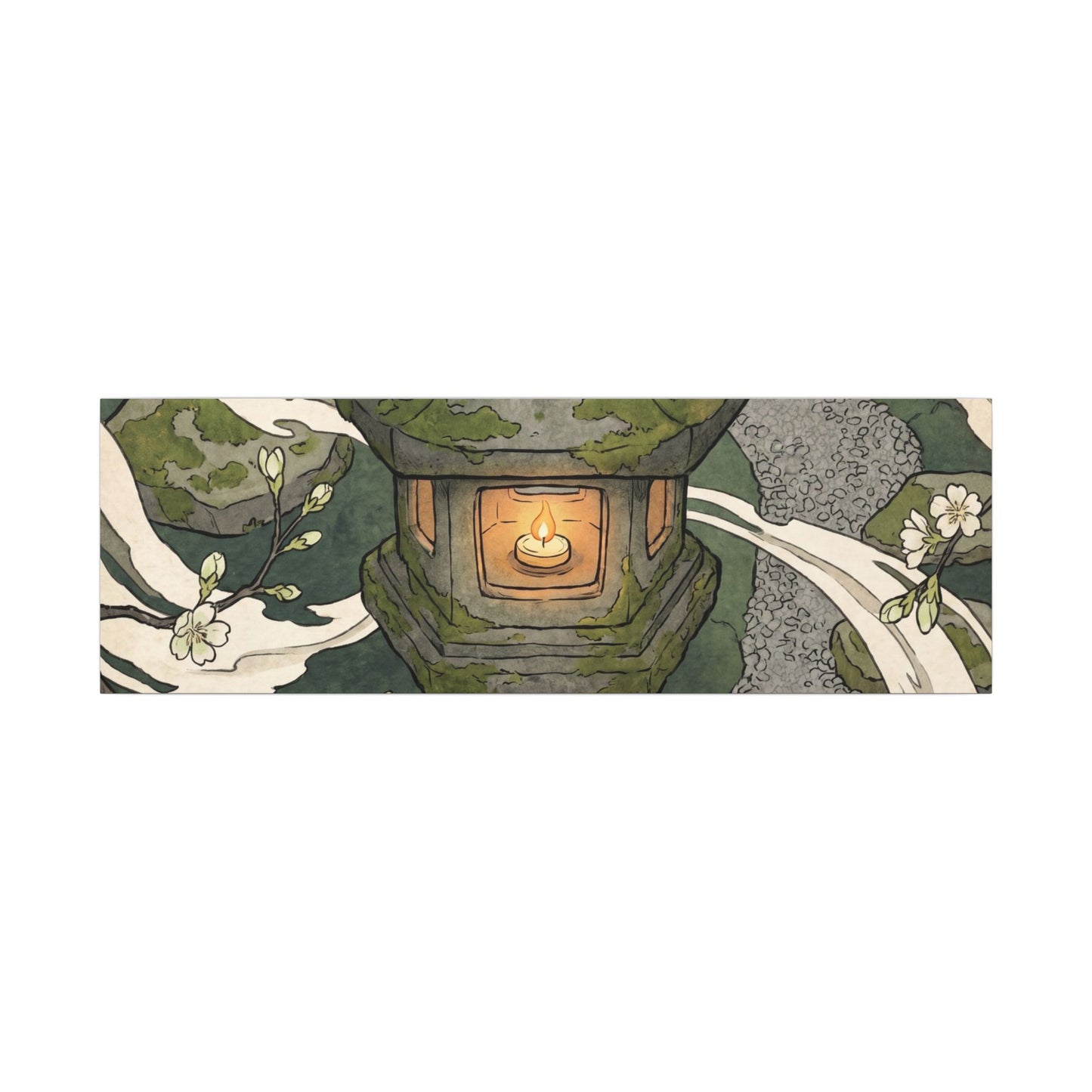 Zen Stone Lantern in Candlelight | Ukiyo E Inspired Canvas Art
