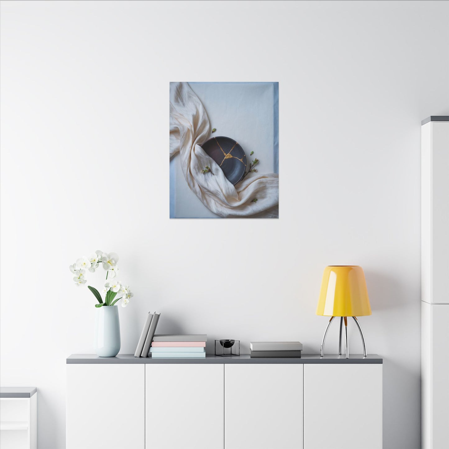 Ma Silk Drape Canvas Art - Kintsugi Gold Repair