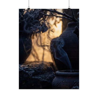 Incense Smoke Shadow Zen Wall Art Print | Sophisticated Dark Japandi Art Art Print