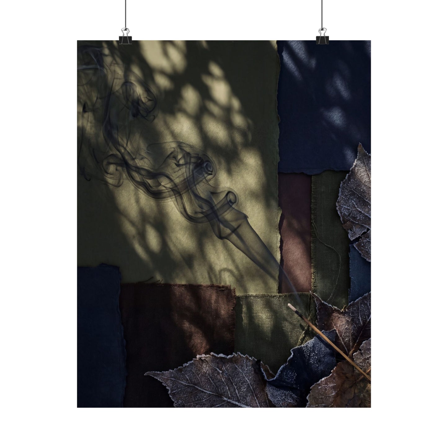 Atmospheric Incense Smoke Wall Art Print - Dark Texture Dark Japandi