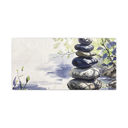 River Stones Sumi E Canvas Art | Serene Zen Art
