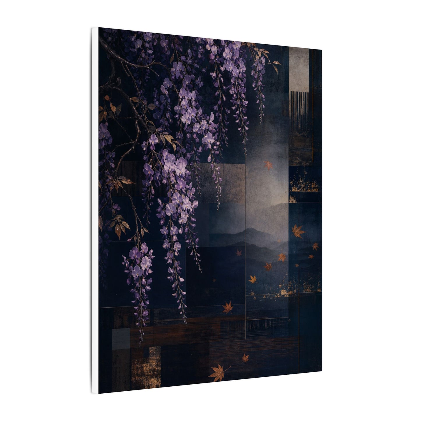 Dawn Wisteria Canvas Art - Dark Japandi Fukinsei