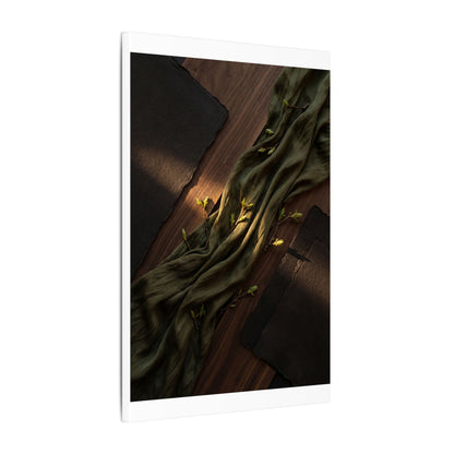 Silk Drape Canvas Art | Spring Dark Japandi Dark Texture Art