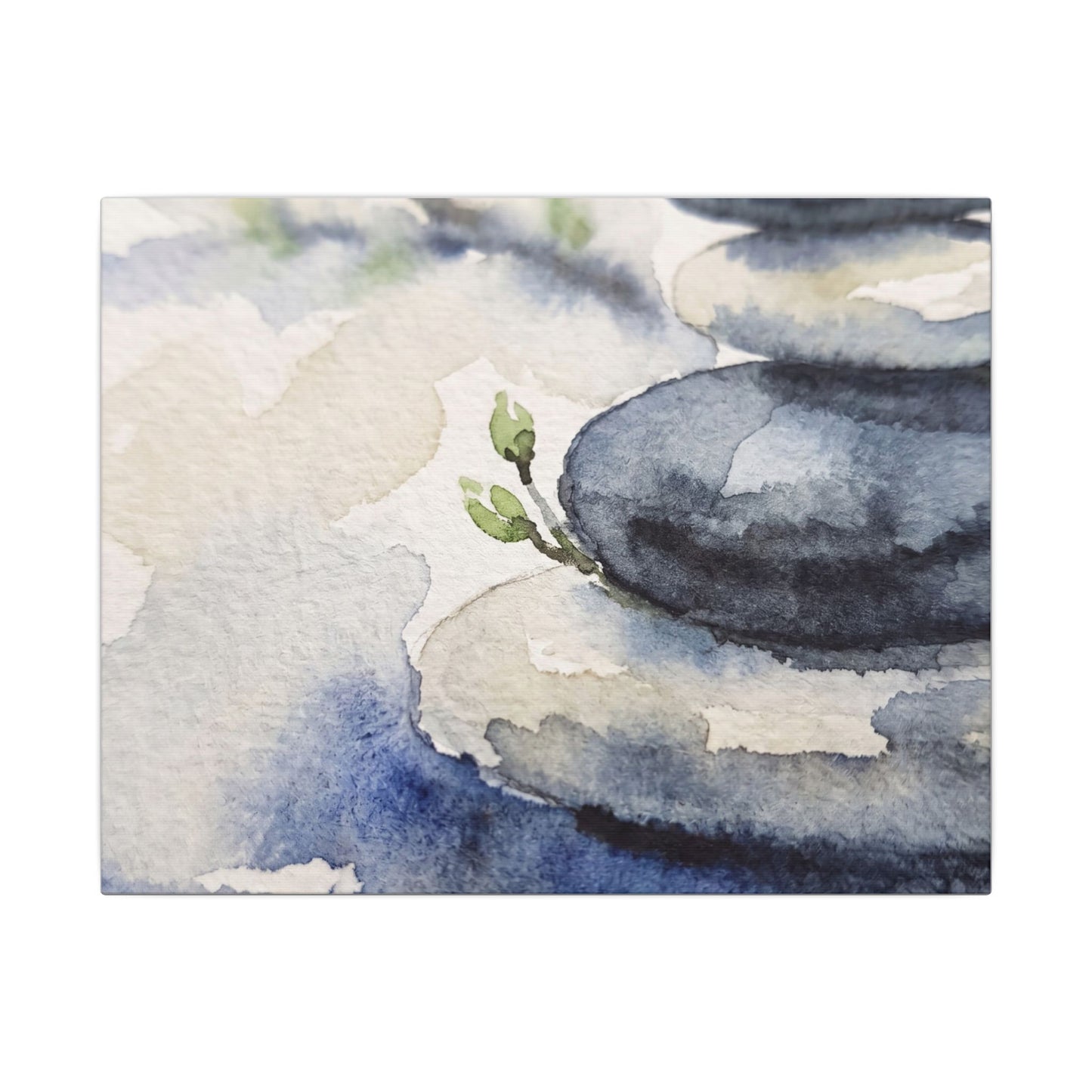 River Stones Watercolor Canvas Art | Cozy Japandi Art