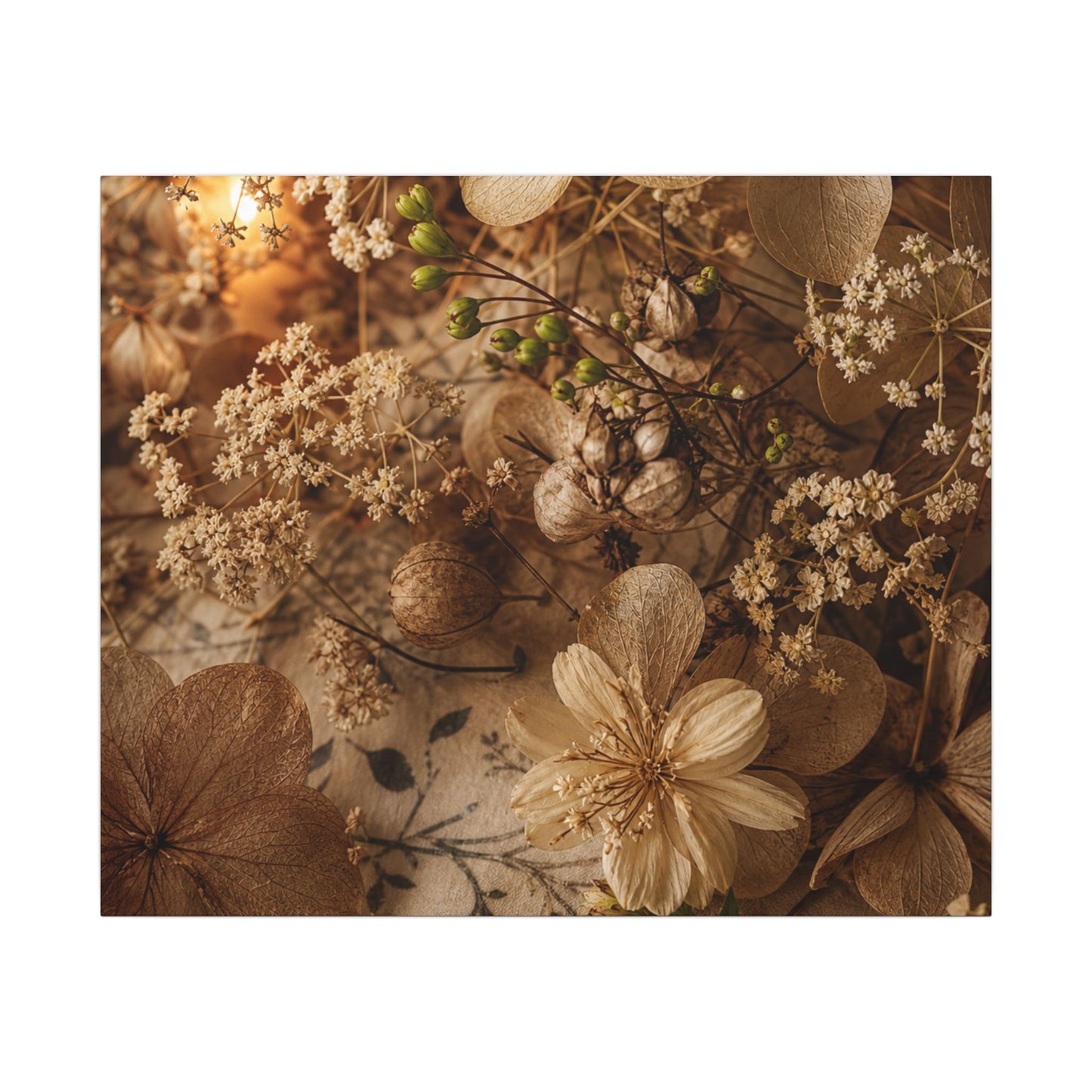 Spring Dried Flowers Japanese Pattern Canvas Art | Earthy Decor