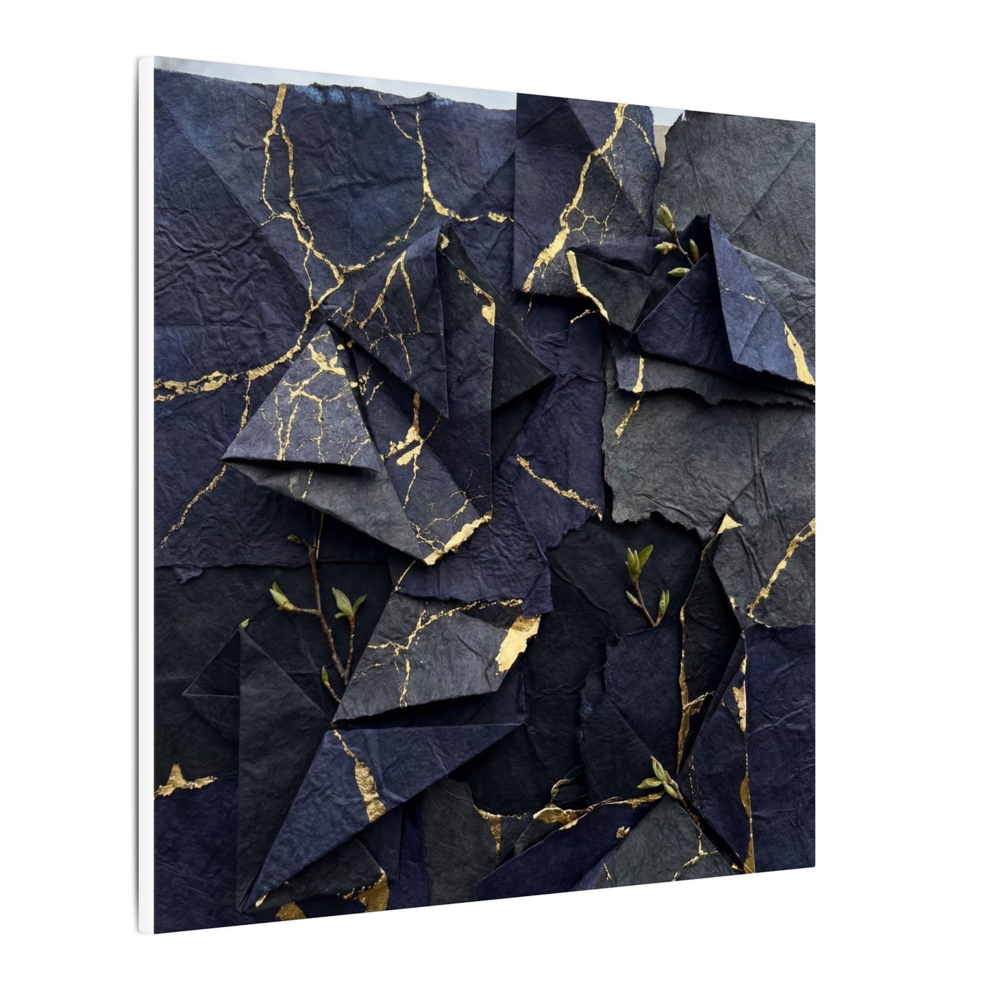 Beautiful Paper Fold Canvas Art - Crackle Gold Kintsugi