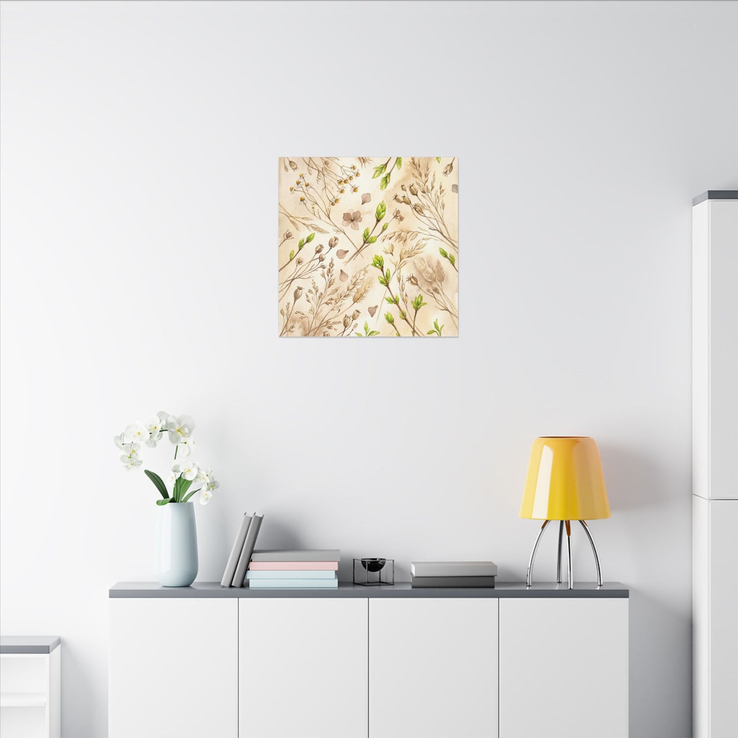 Spring Dried Flowers Watercolor Canvas Art | Earthy Decor