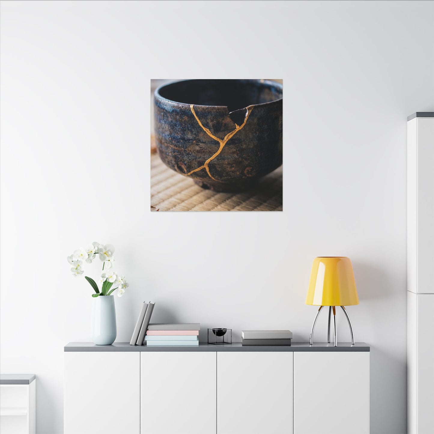 Tea Ceremony Autumn Canvas Art | Kintsugi Healing Design