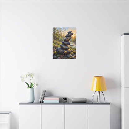 Spring River Stones Gold Repair Canvas Art | Healing Decor