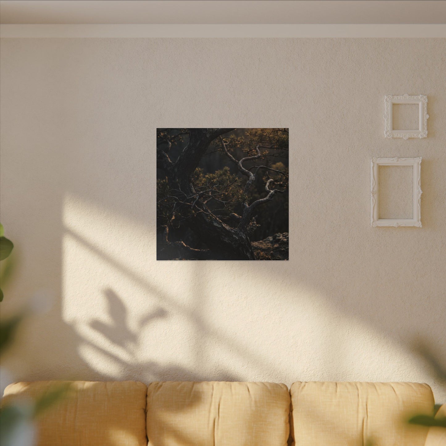 Moody Pine Tree Canvas Art - Moody Minimal Dark Japandi
