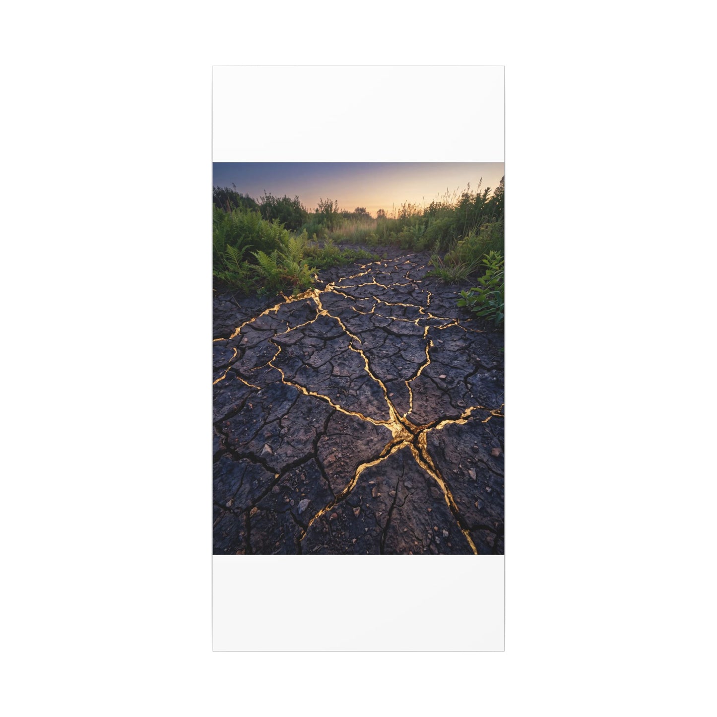 Cracked Earth Canvas Art | Summer Kintsugi Crackle Gold Art