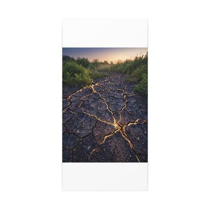 Cracked Earth Canvas Art | Summer Kintsugi Crackle Gold Art