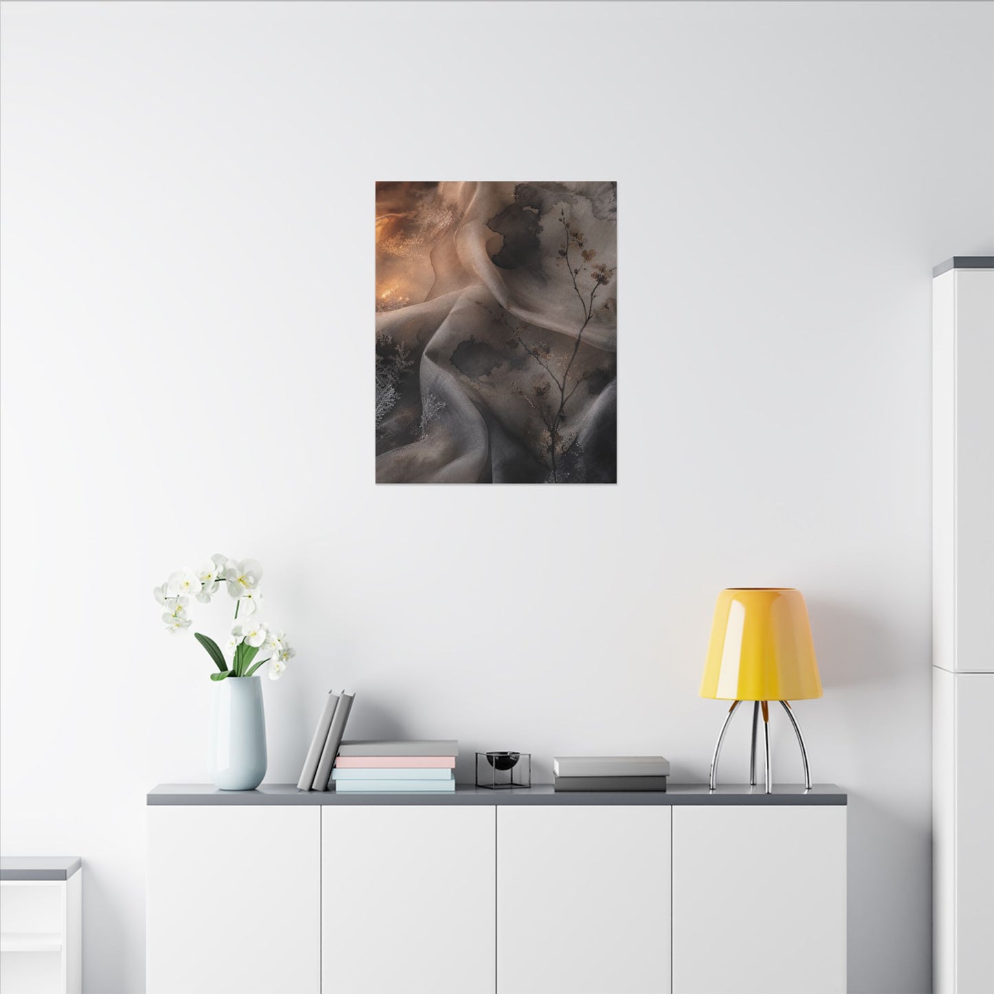 Japandi Silk Drape in Candlelight | Watercolor Canvas Art