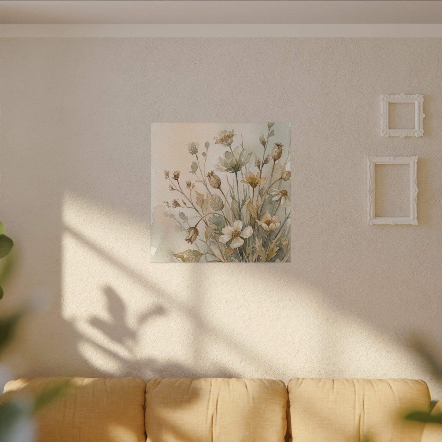 Summer Dried Flowers Watercolor Canvas Art | Elegant Decor
