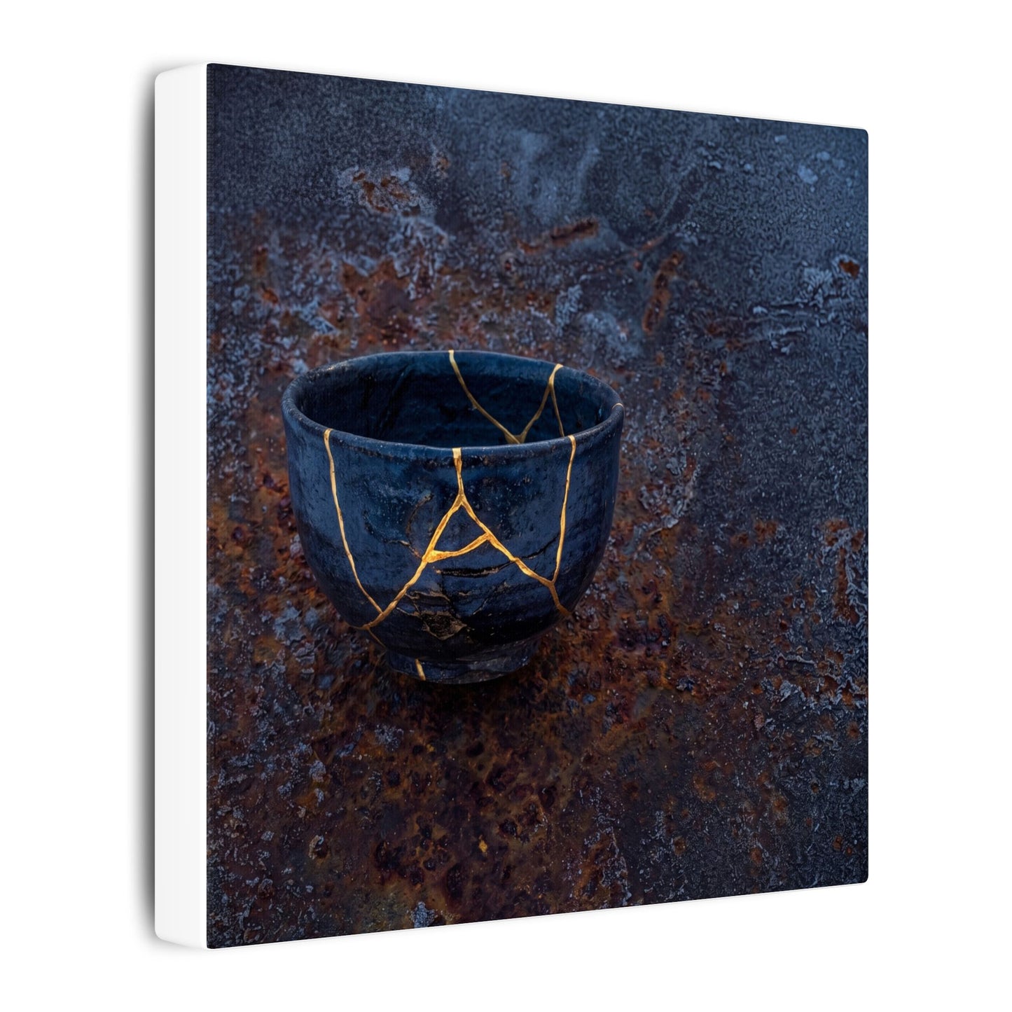 Rust Patina Winter Canvas Art | Kintsugi Healing Design