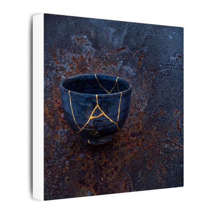 Rust Patina Winter Canvas Art | Kintsugi Healing Design