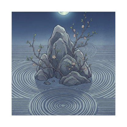 Spring Rock Garden Ukiyo E Inspired Canvas Art | Tranquil Decor