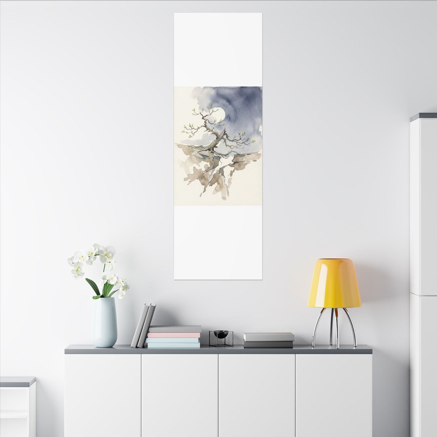 Moonlight Pine Tree Canvas Art - Japandi Ma