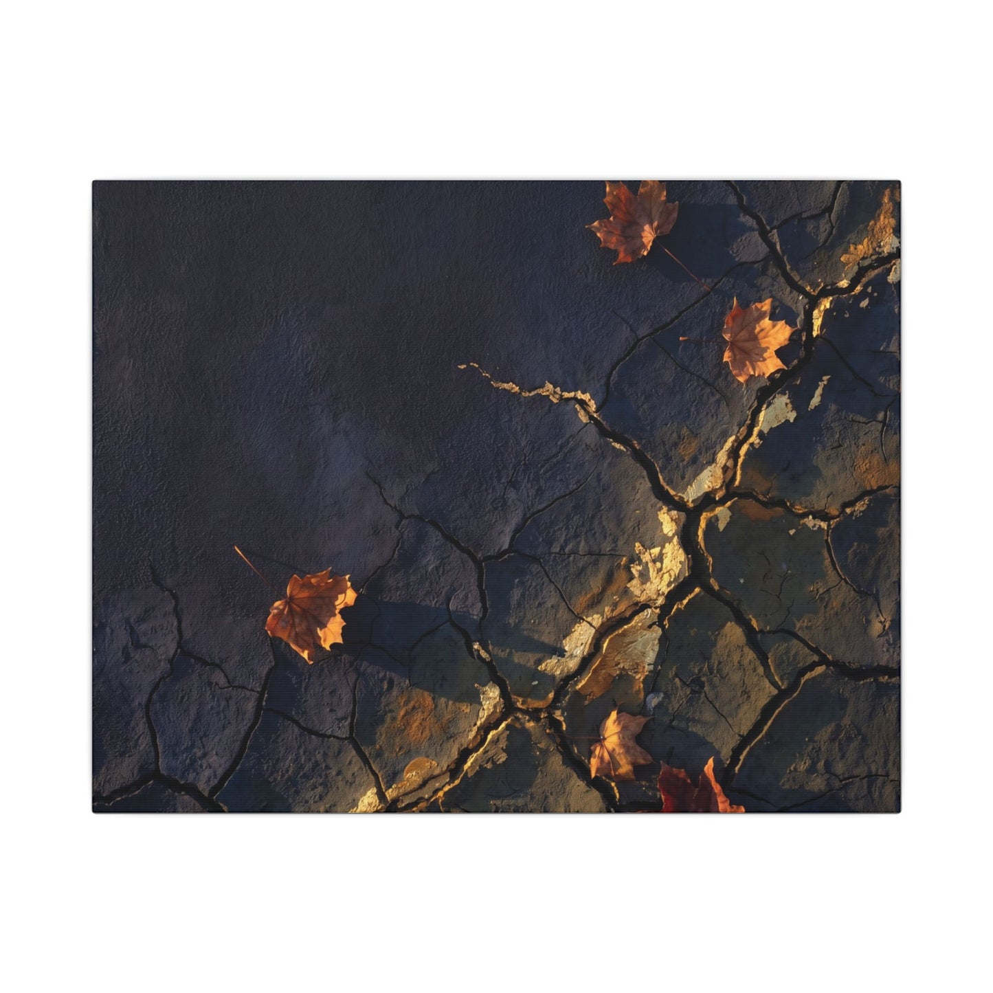 Cracked Earth Canvas Art | Autumn Dark Japandi Dark Texture Art Art Print