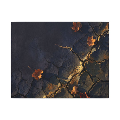 Cracked Earth Canvas Art | Autumn Dark Japandi Dark Texture Art Art Print