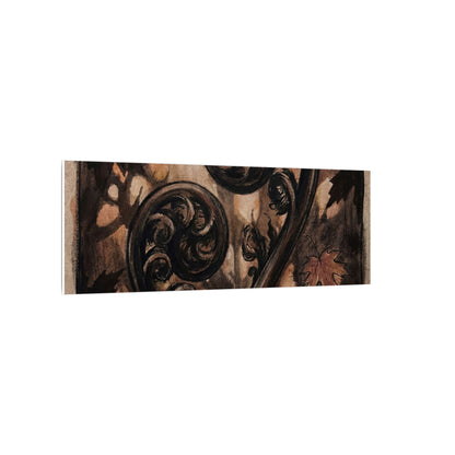 Mono No Aware Fern Unfurling Canvas Art - Dark Japandi Charcoal Ink