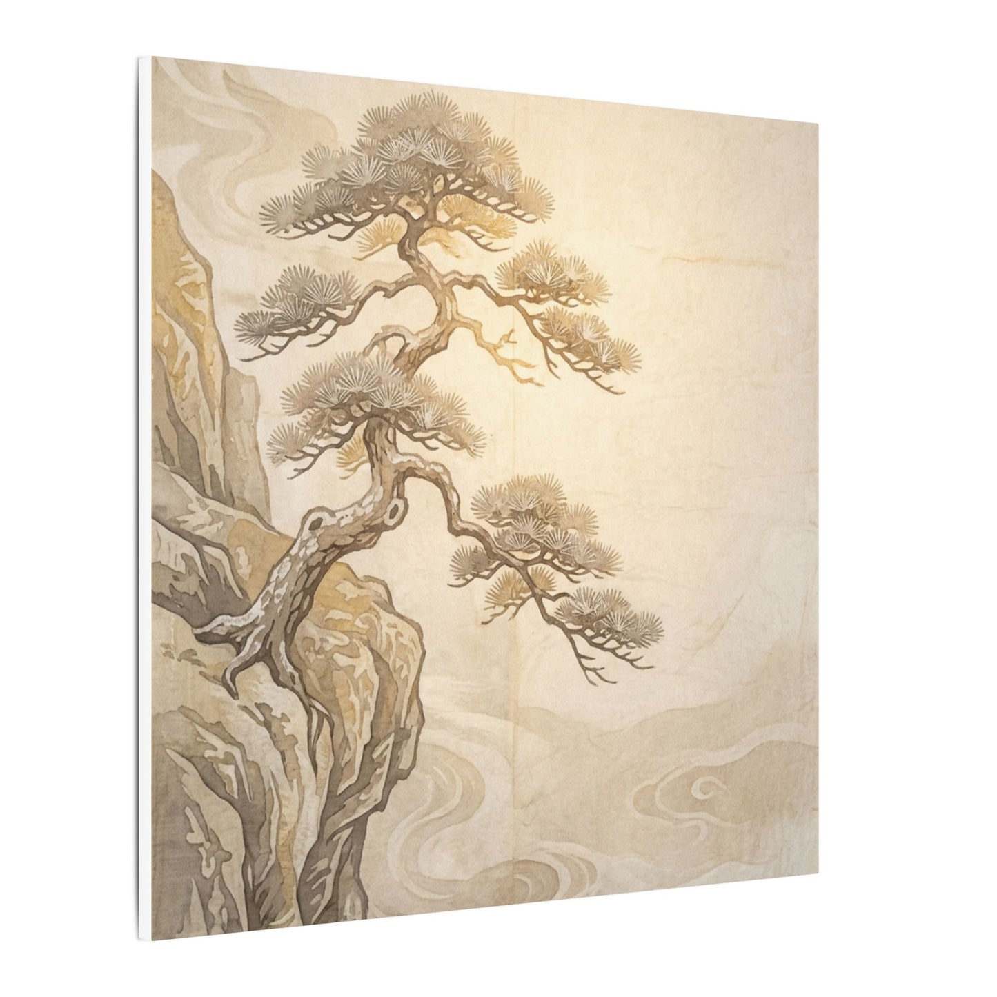 Winter Pine Tree Japanese Pattern Canvas Art | Elegant Decor
