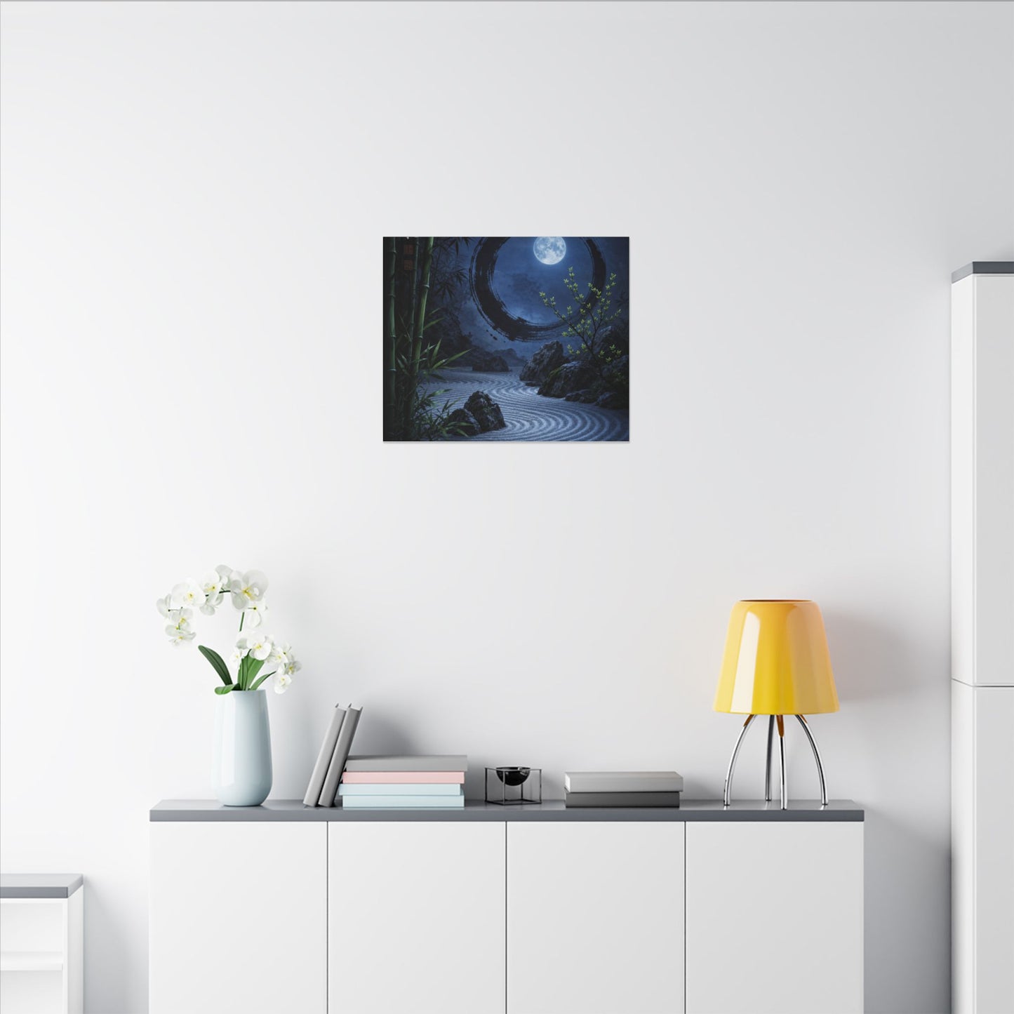 Serene Rock Garden Canvas Art - Enso Zen