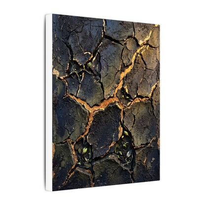 Cracked Earth Spring Canvas Art | Dark Japandi Atmospheric Design