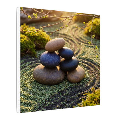 Zen River Stones in Golden Hour | Karesansui Canvas Art