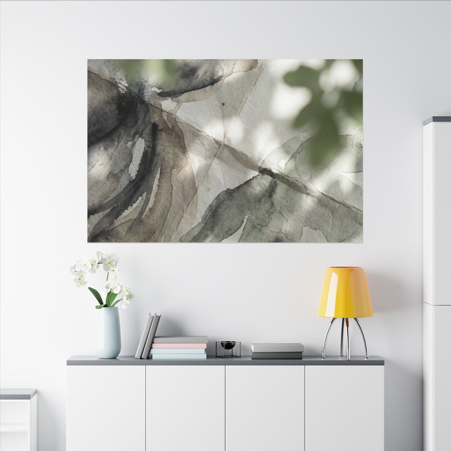 Spring Paper Fold Watercolor Canvas Art | Warm Decor