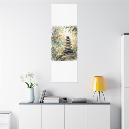 Golden Hour River Stones Canvas Art - Japandi Mono No Aware