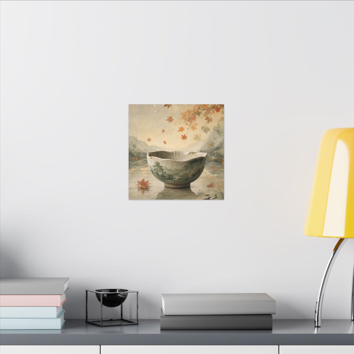 Autumn Ceramic Bowl Watercolor Canvas Art | Cozy Decor