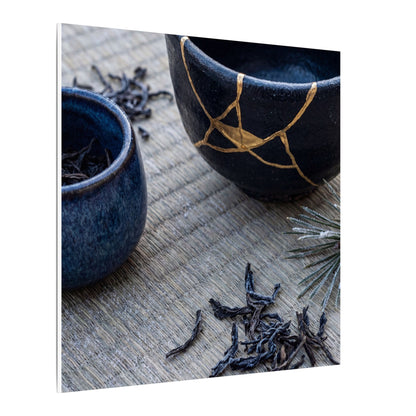 Kintsugi Tea Ceremony in Overcast | Gold Vein Canvas Art