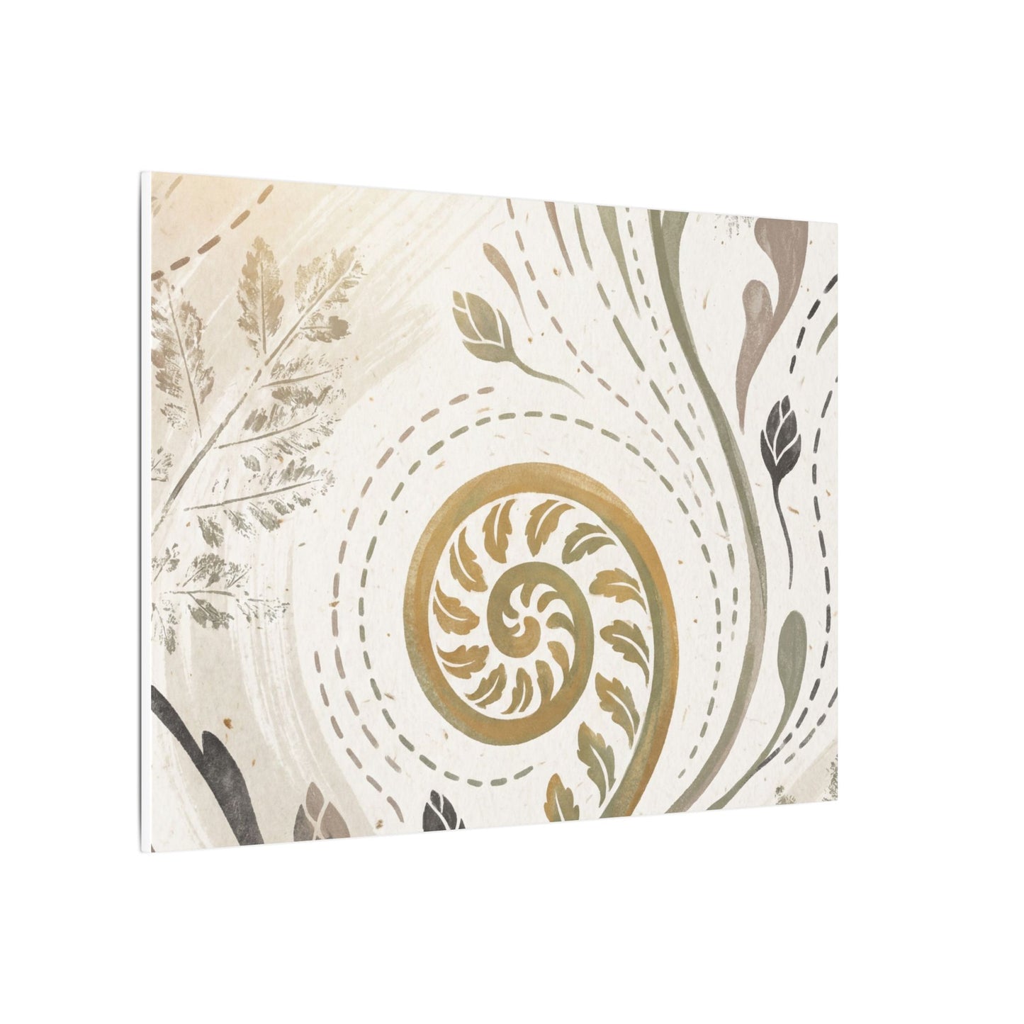 Japandi Fern Unfurling in Golden Hour | Japanese Pattern Canvas Art