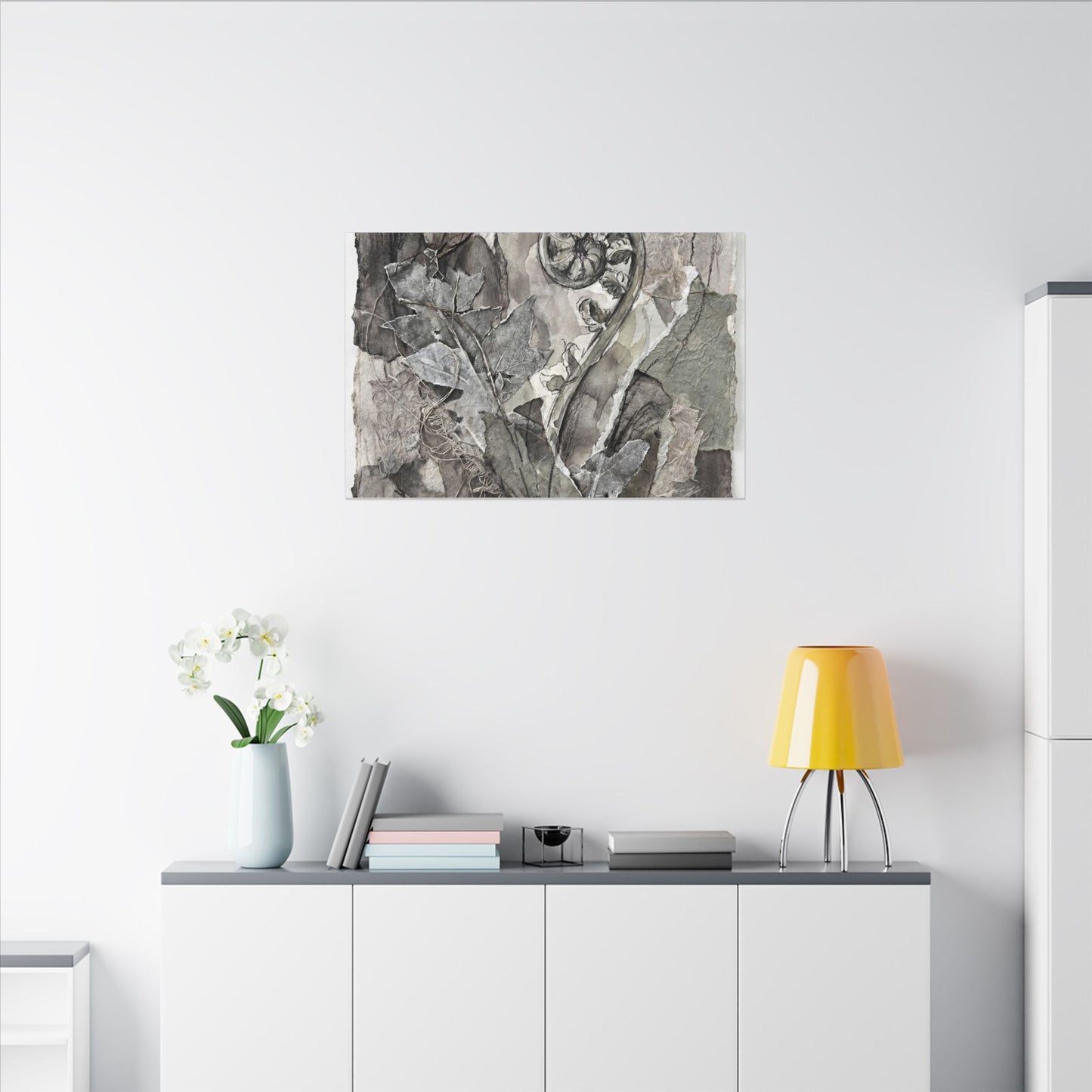 Japandi Fern Unfurling in Overcast | Texture Canvas Art