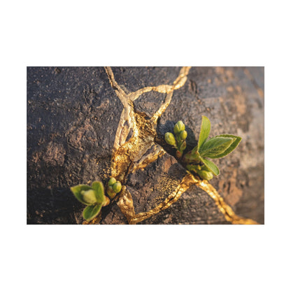 Rust Patina Gold Repair Canvas Art | Resilient Kintsugi Art