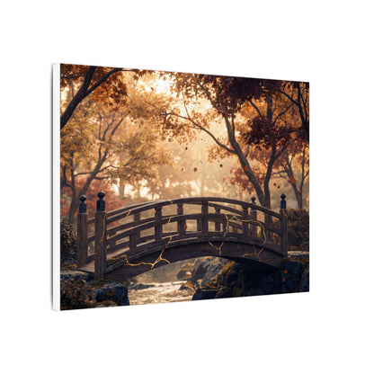 Autumn Wooden Bridge Gold Vein Canvas Art | Resilient Decor