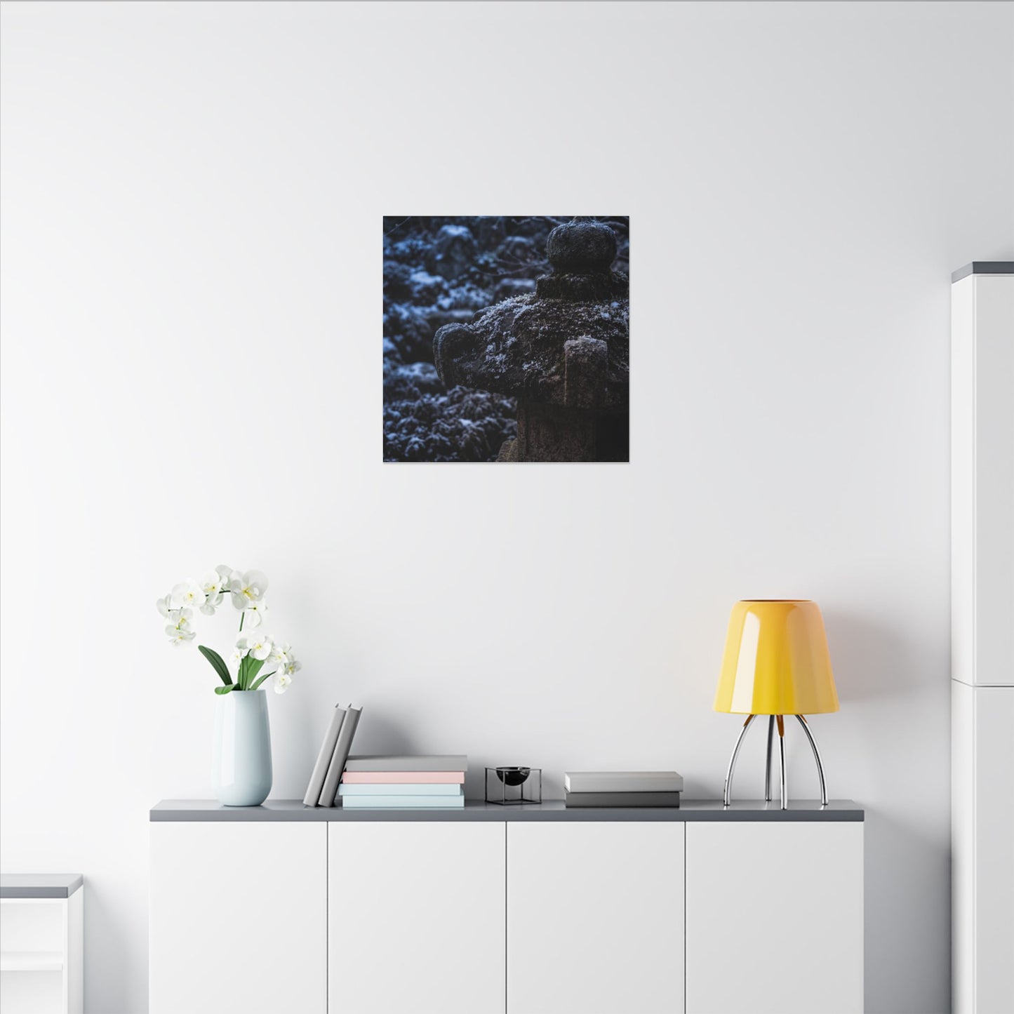 Moody Stone Lantern Canvas Art - Shadow Zen Dark Japandi