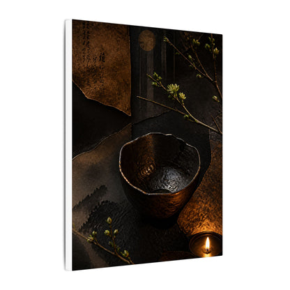 Atmospheric Ceramic Bowl Canvas Art - Shadow Zen Dark Japandi