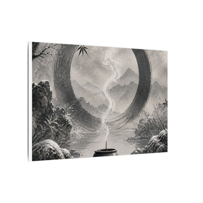 Incense Smoke Canvas Art | Winter Zen Sumi E Art