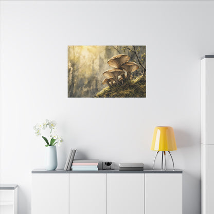 Wild Mushrooms Canvas Art | Spring Japandi Watercolor Art