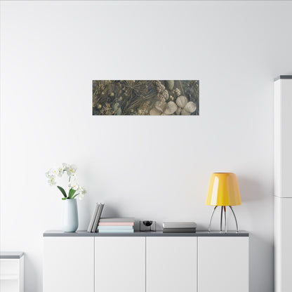 Japandi Dried Flowers in Moonlight | Watercolor Canvas Art
