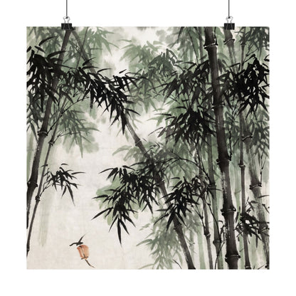 Bamboo Grove Sumi E Wall Art Print | Tranquil Zen Art
