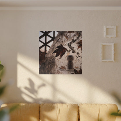 Shoji Screen Autumn Canvas Art | Dark Japandi Atmospheric Design