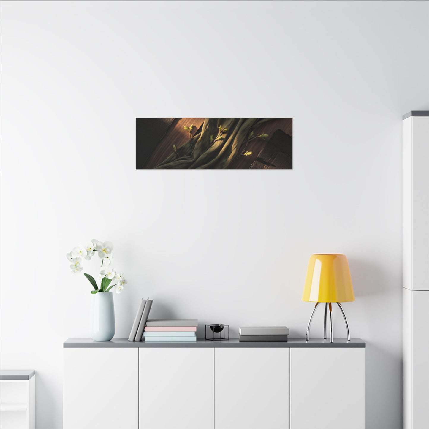 Silk Drape Canvas Art | Spring Dark Japandi Dark Texture Art