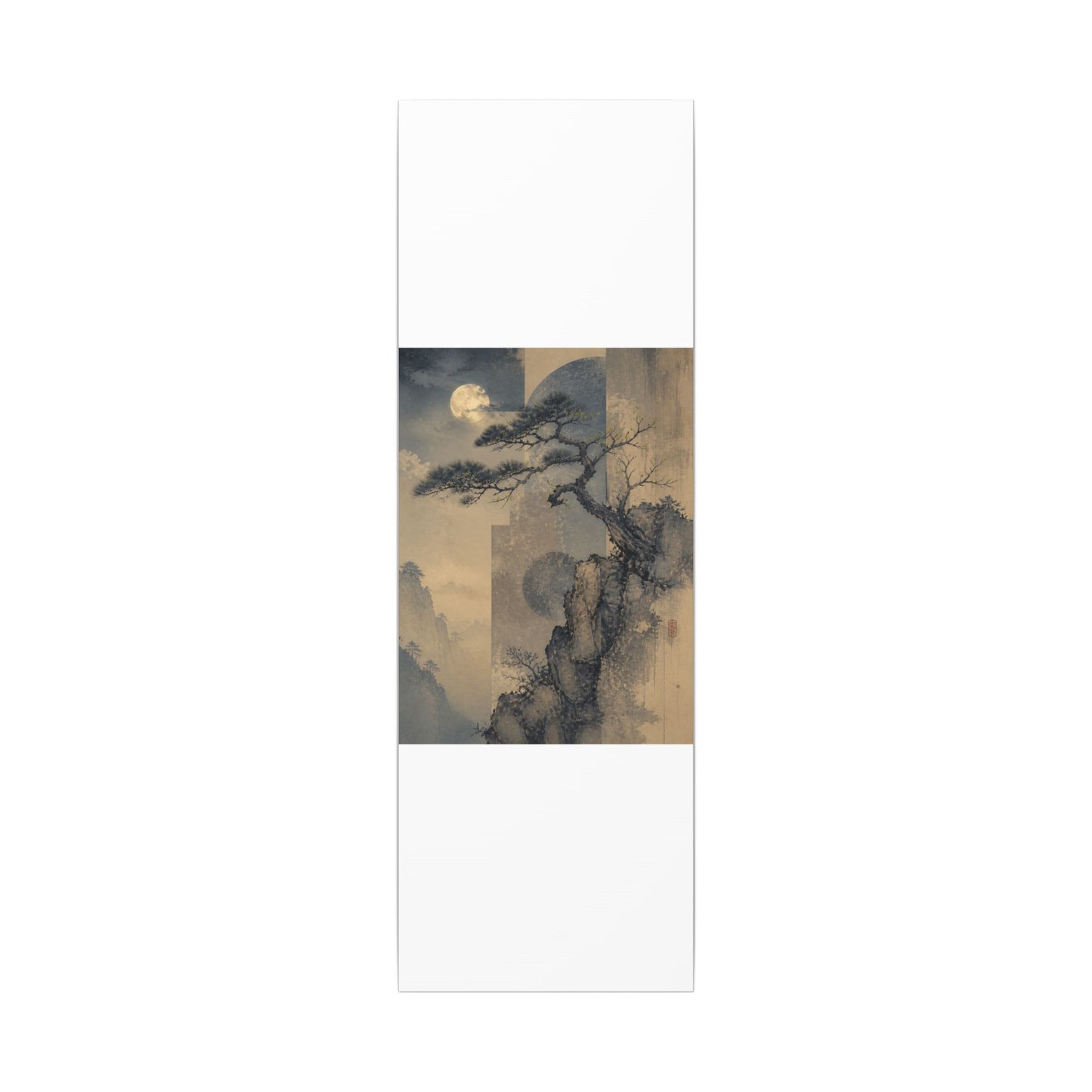 Japandi Pine Tree in Moonlight | Japanese Pattern Canvas Art