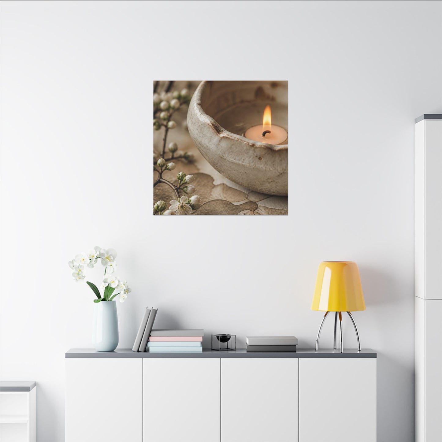 Kanso Ceramic Bowl Canvas Art - Japandi Watercolor